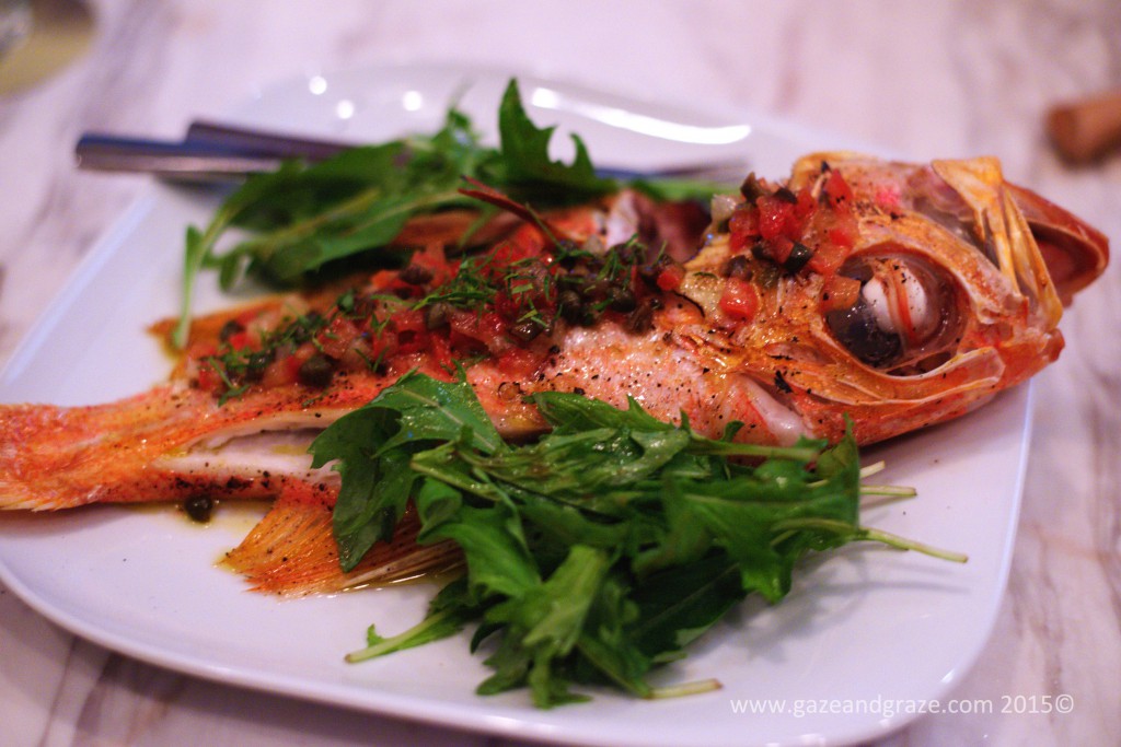 Roasted Alfonsino - with tomatoes, capers and olives