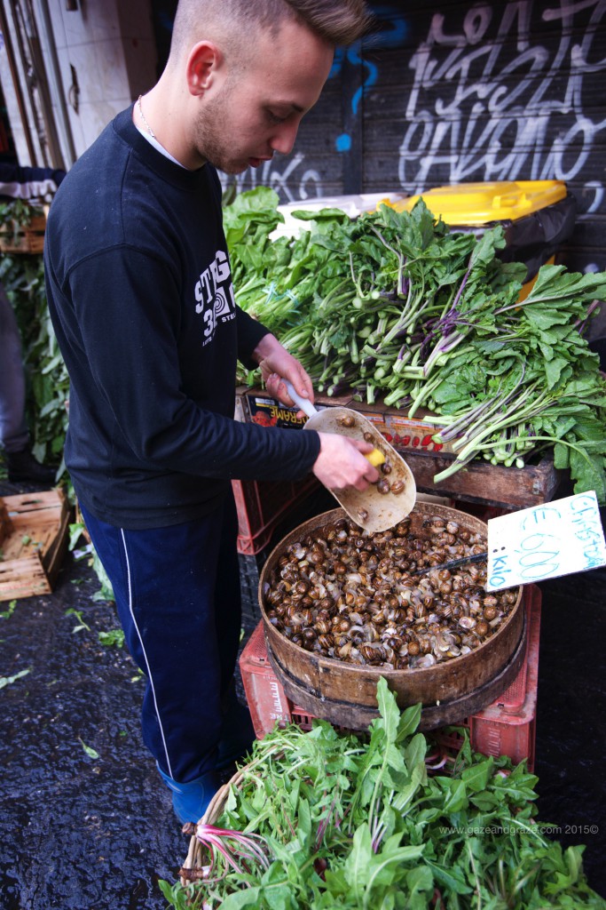 In Catania's market, snails are sold