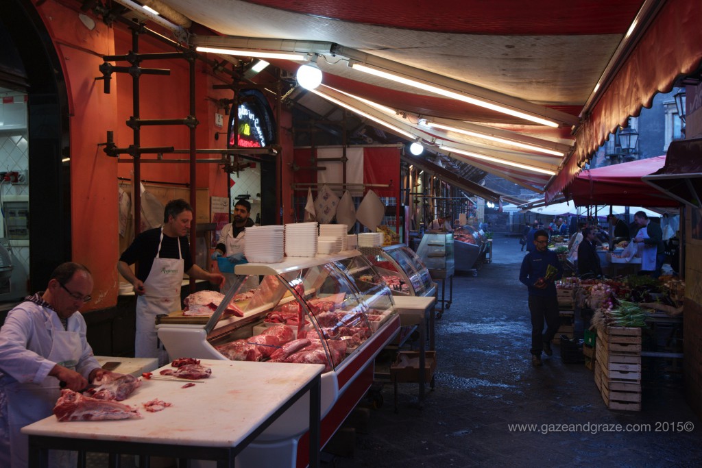 Catania market's meat section
