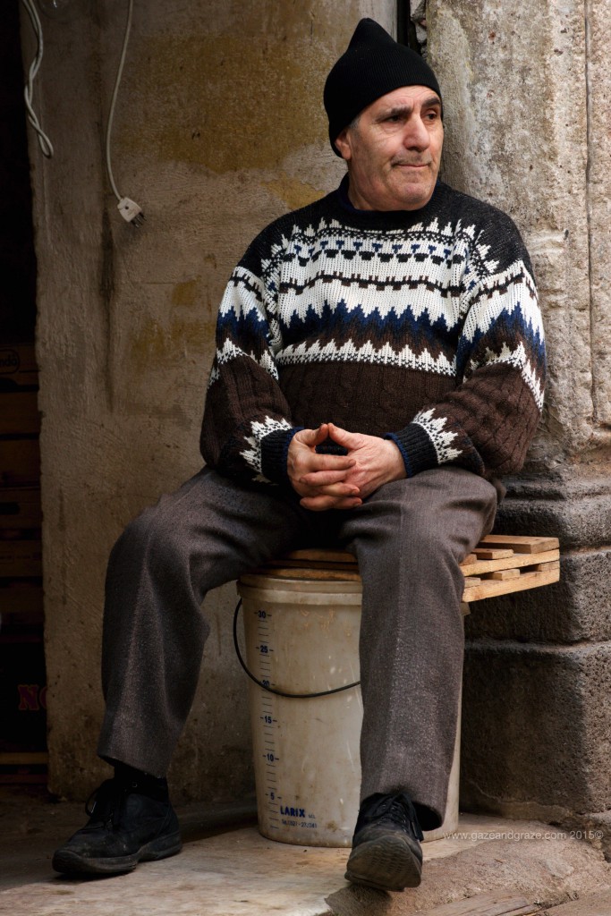 Observing the activities at the Catania market