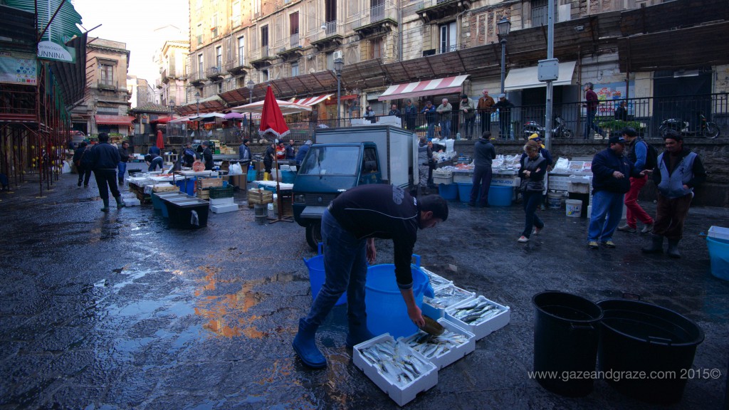 Catania's fish market being set up