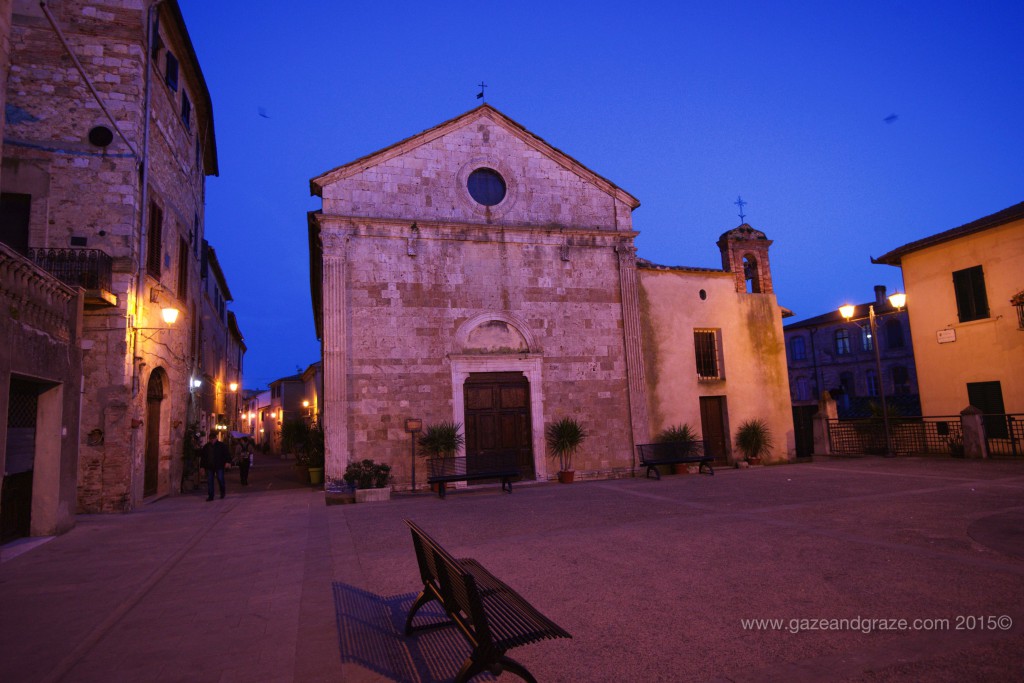 Magliano's town centre at dusk