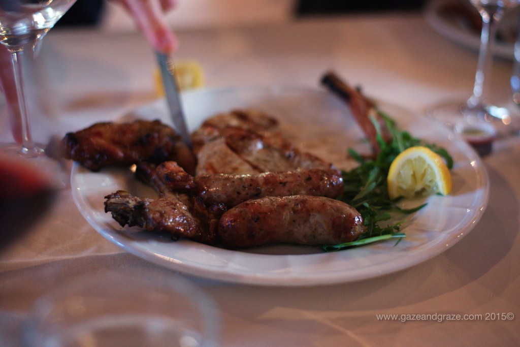 A platter of grilled meats