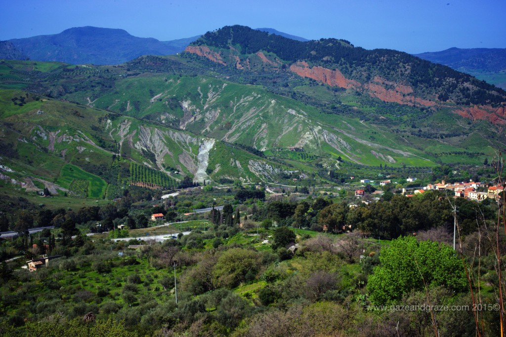 View of the hills along the drive to Catania
