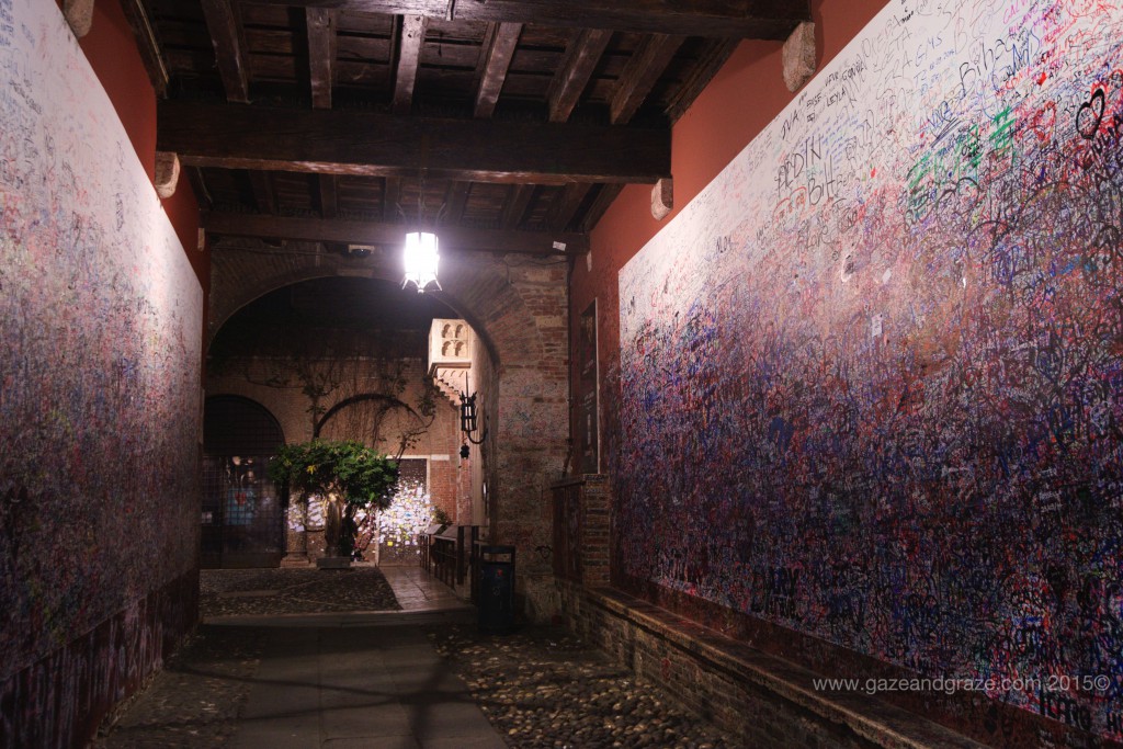 Messages of love adorn the entry to Juliette's balcony