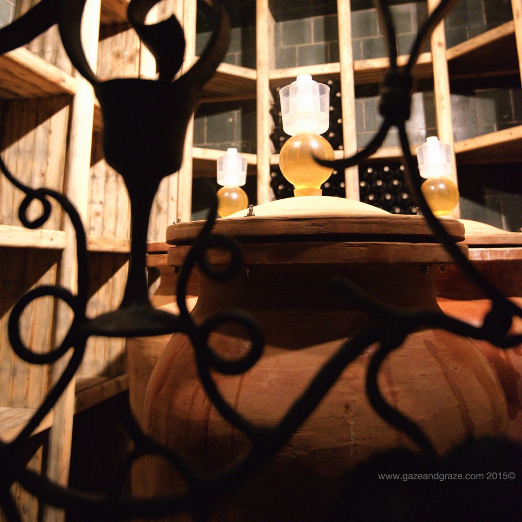 Special amphorae aging wine in St. Paul's winery in Alto Adige