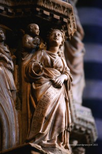 Sculpture detail on the pulpit of Siena's Duomo