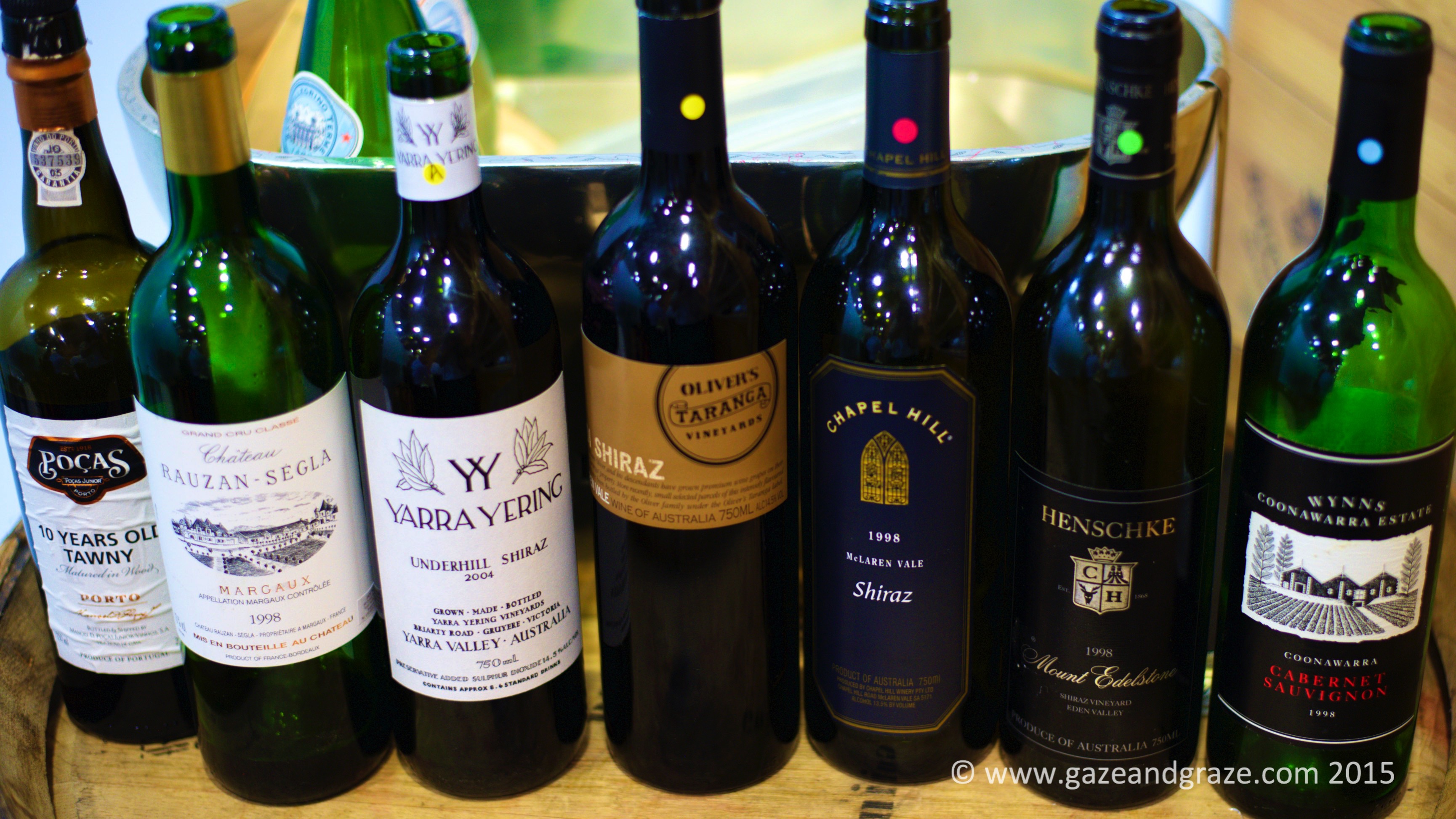 Red wines and some port with our meal at Jade Palace