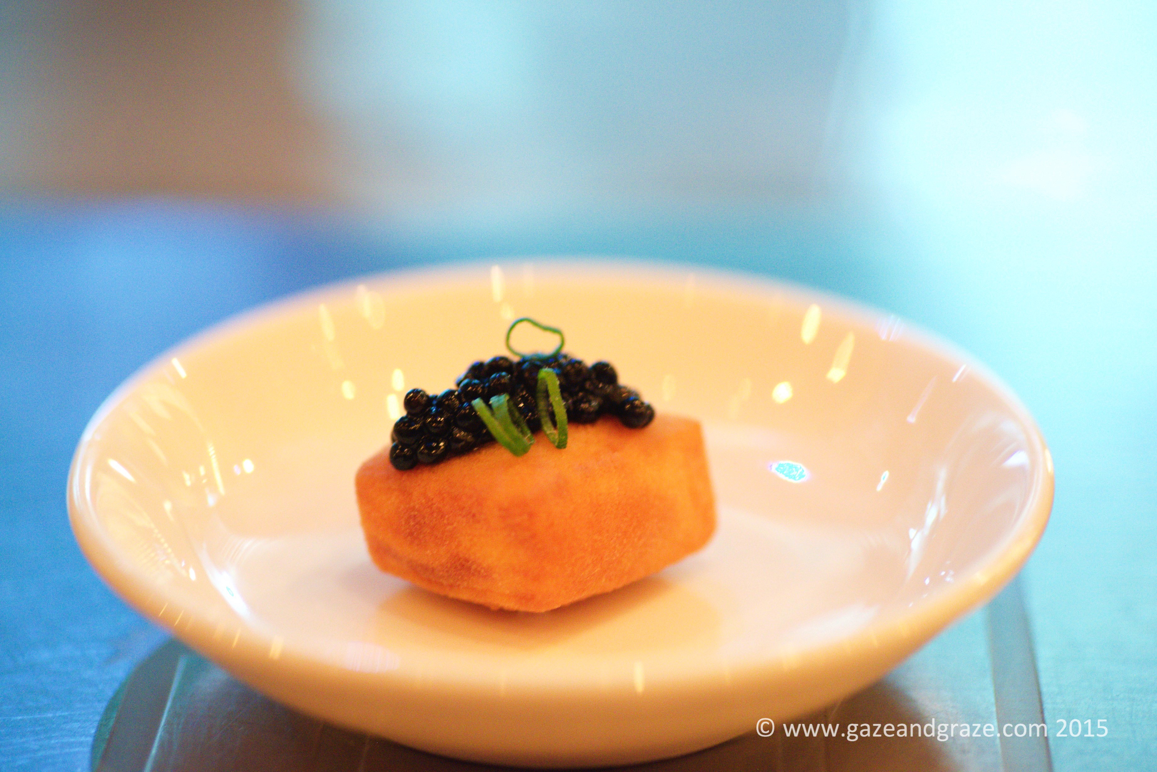 Ankimo tofu with caviar