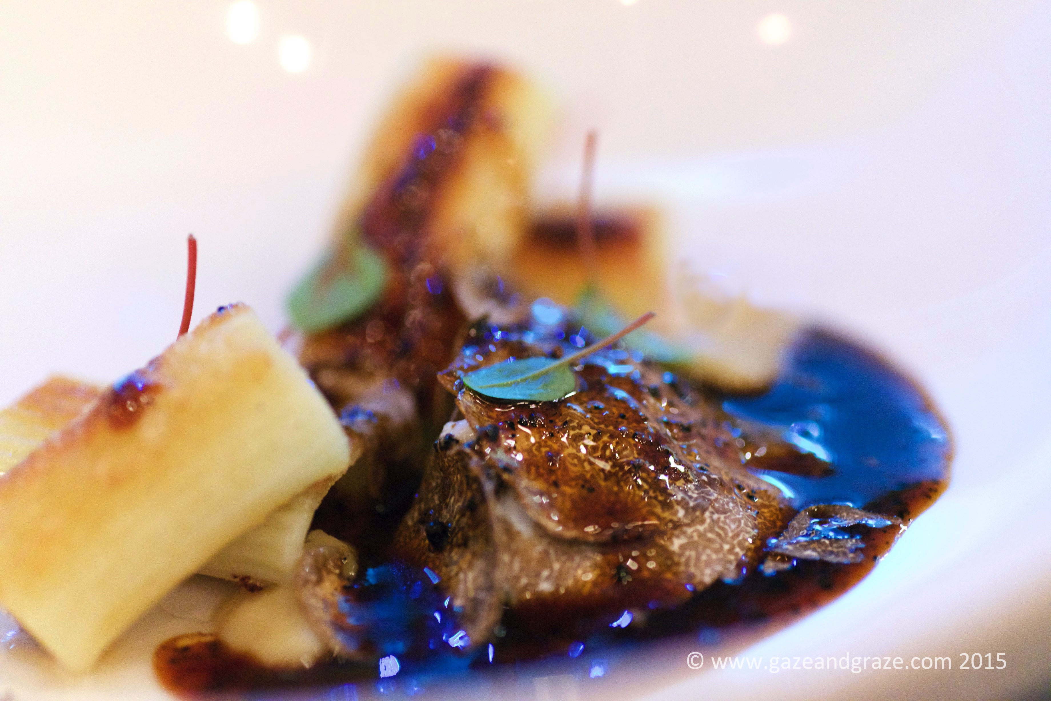 Wagyu beef with fried pasta and burrata at BAM!