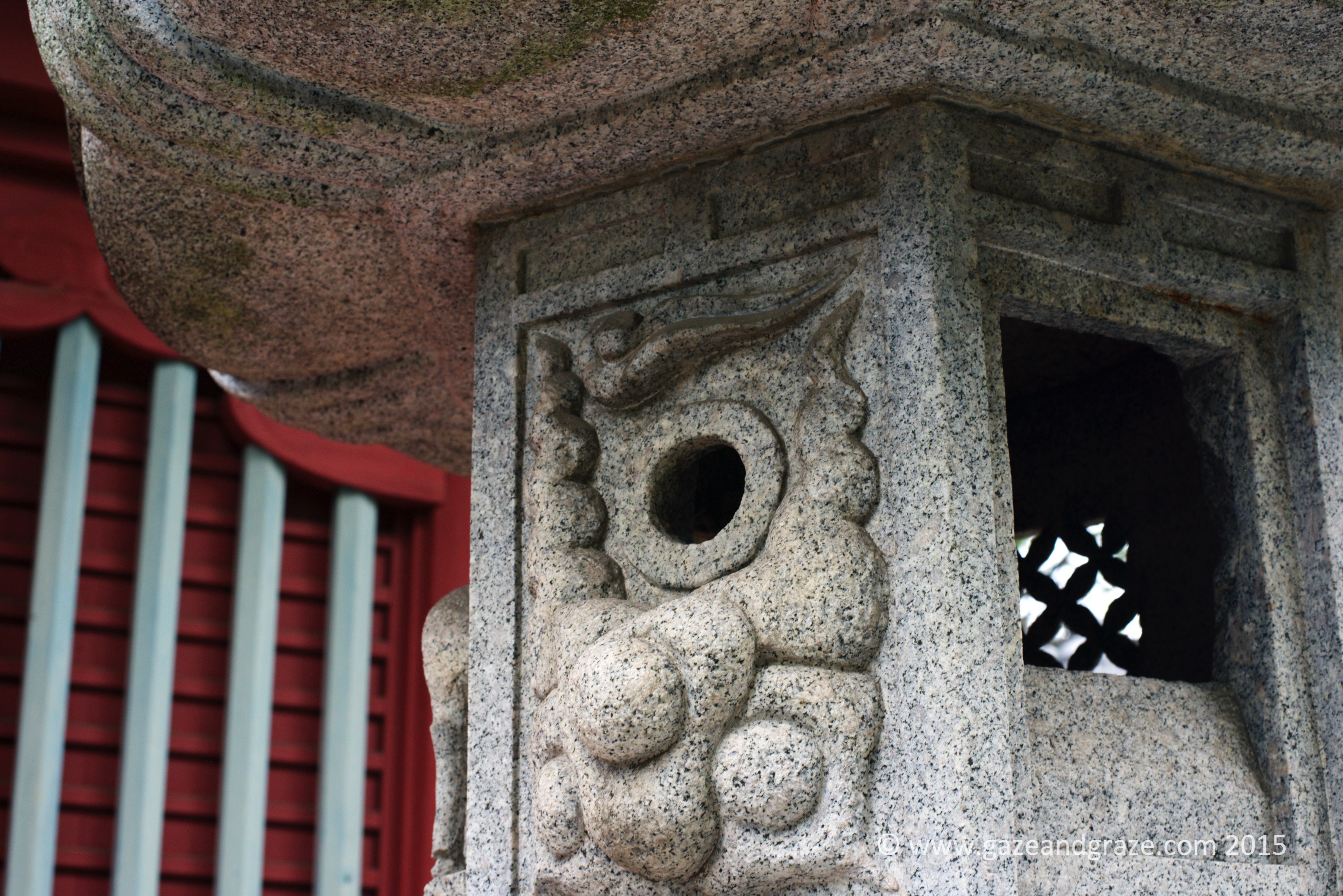 Detail of a carve stone lantern