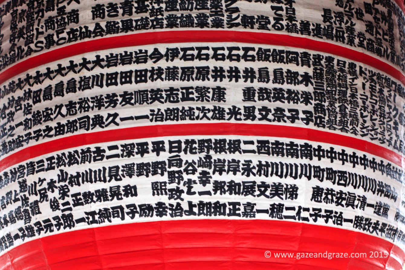 Close up of a lantern on Sensouji Temple's Houzoumon