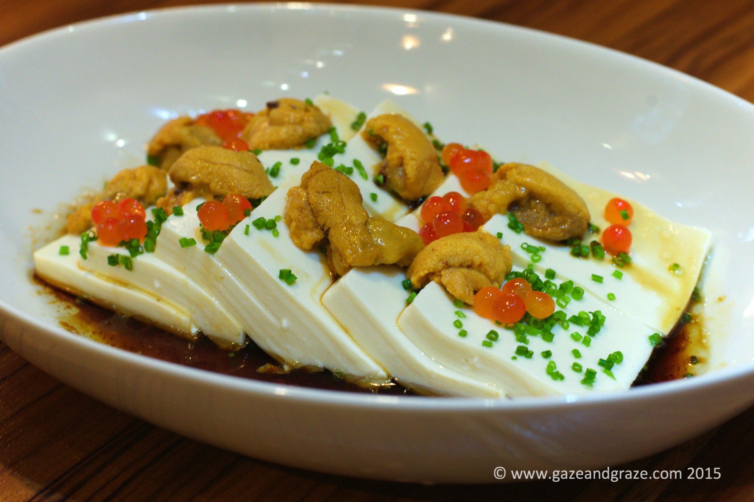 Homemade tofu with uni