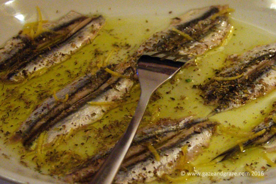 Anchovies in olive oil Gazing and Grazing