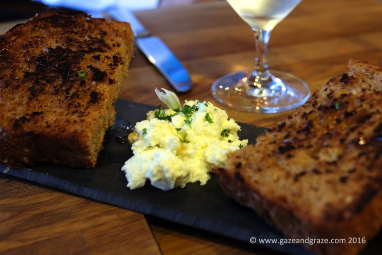 Cider whole wheat bread with the smoked fireweed honey and sea salt butter