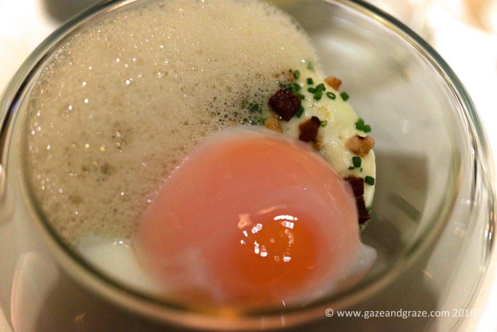 Rosemary Smoked Organic Egg poured into the serving dish