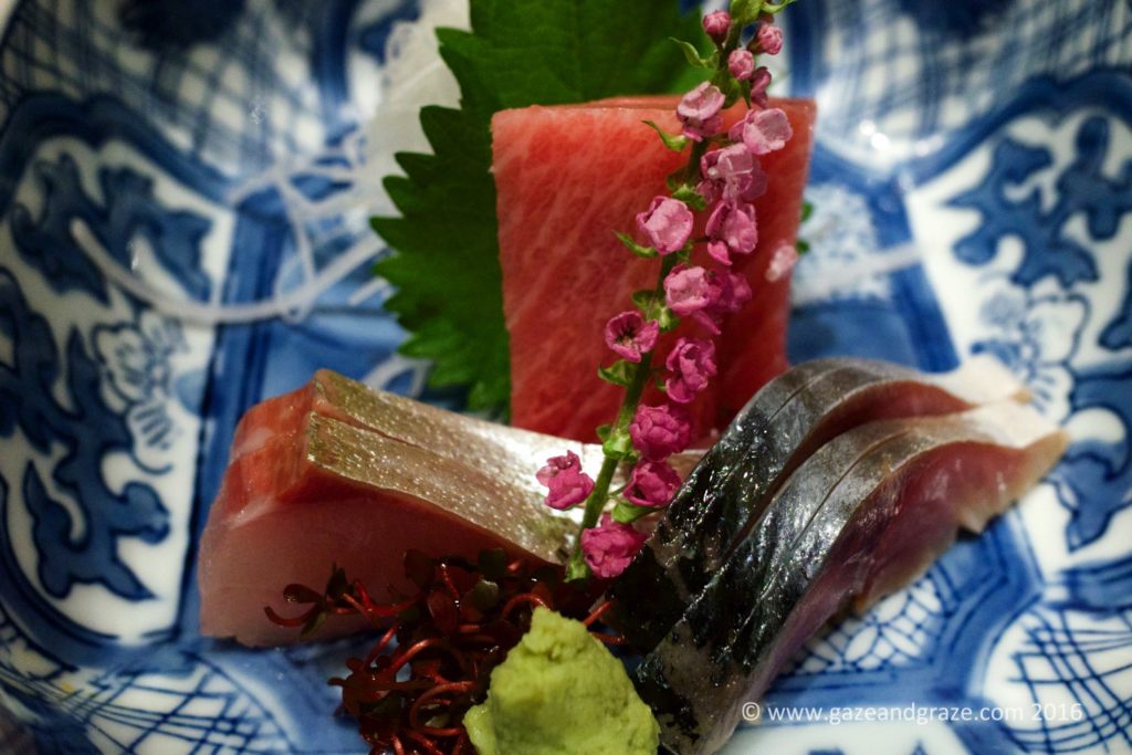 Sashimi course - tuna and mackerel