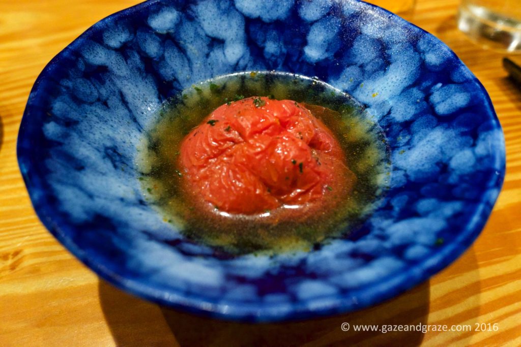 Chilled tomato soup - that's a whole roasted tomato in broth