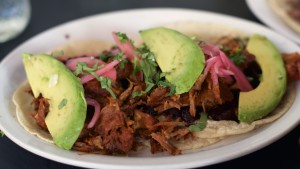 Pork and black beans tacos