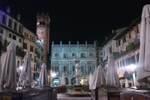 Verona's landmarks at night
