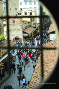 View of the Ponte Vecchio from the Vasari Corridor