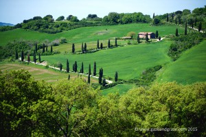 Winding roads, hills and cypresses in the Val d'Orcia